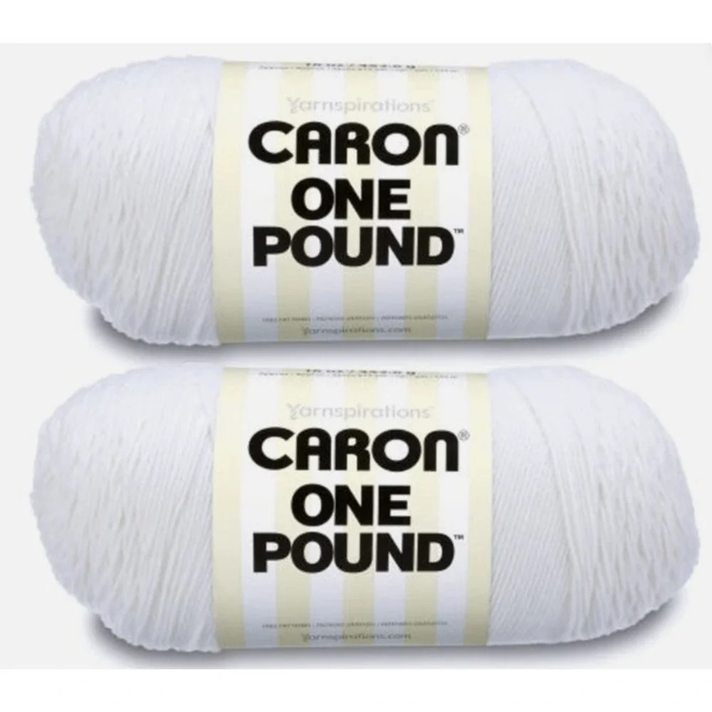 Caron One Pound Yarn White 10501 Acrylic Worsted Weight 16oz 2 Skeins 1624 Yards - Picture 1 of 3